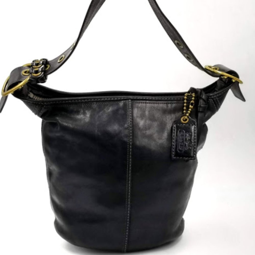 COACH BLEEKER BLACK LEATHER BUCKET CROSSBODY BAG